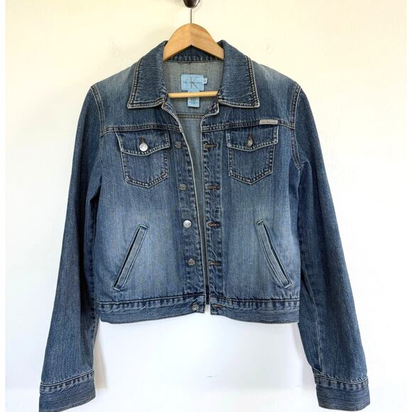 CALVIN KLEIN vintage blue denim button front 100% cotton jean jacket - Picture 1 of 5